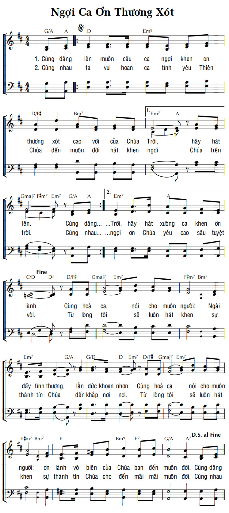 Sheet music: NGỢI CA ƠN THƯƠNG XÓT