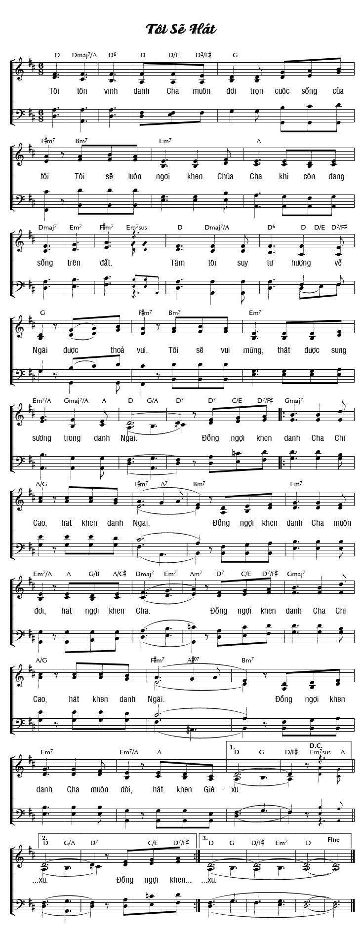 Sheet music: TÔI SẼ HÁT