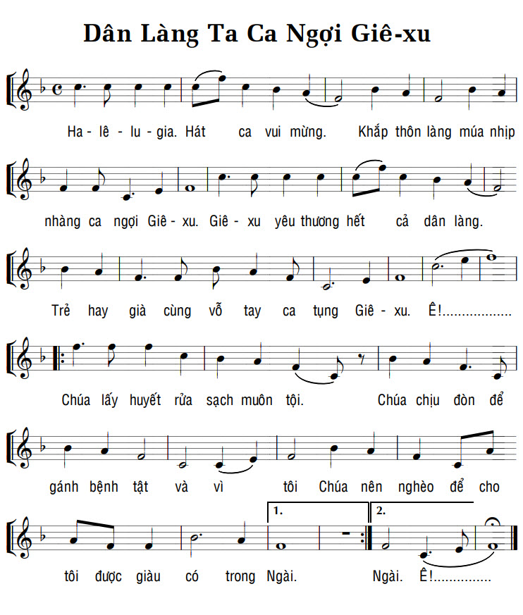 Sheet music: DÂN LÀNG TA CA NGỢI GIÊ-XU