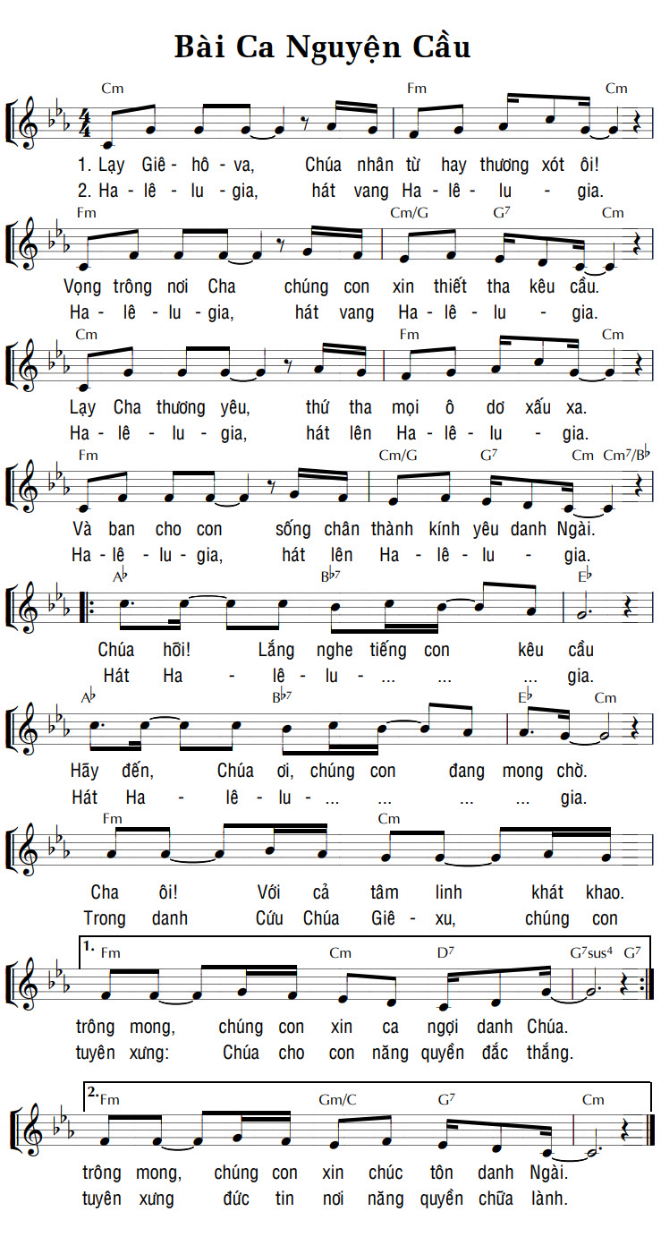 Sheet music: BÀI CA NGUYỆN CẦU