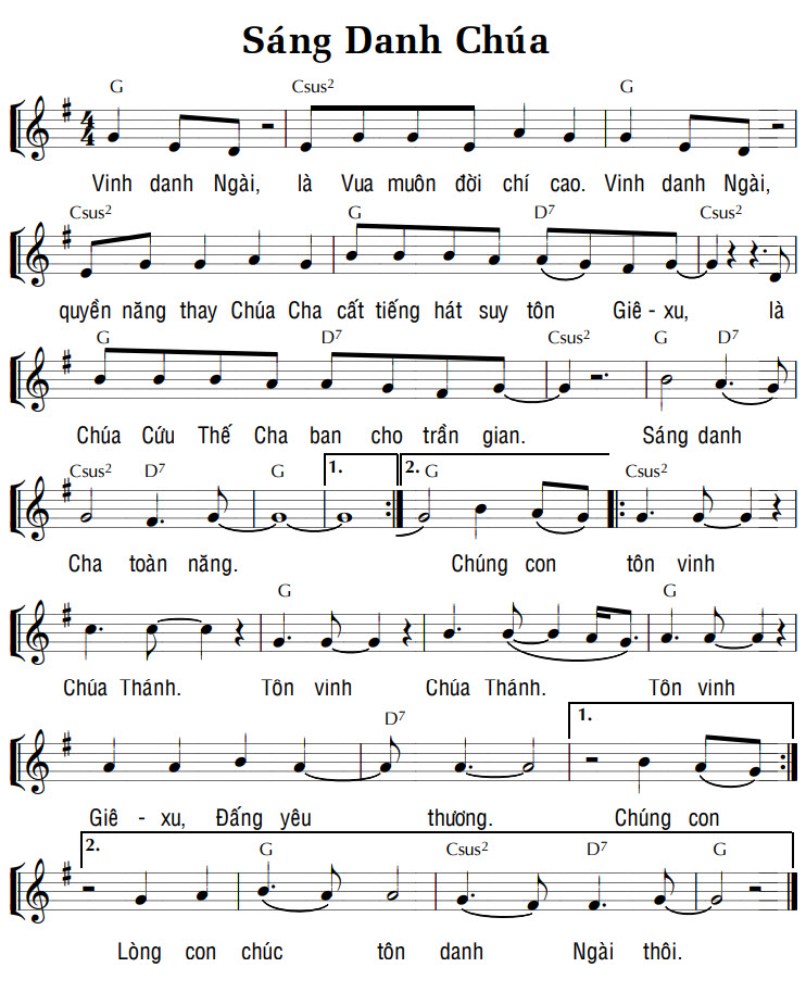 Sheet music: SÁNG DANH CHÚA