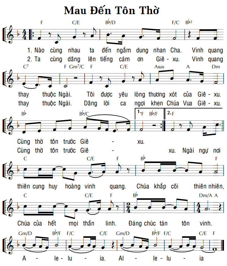 Sheet music: MAU ĐẾN TÔN THỜ