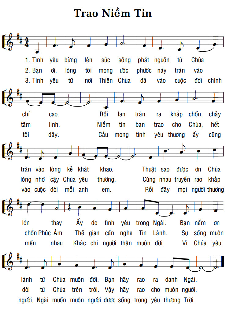 Sheet music: TRAO NIỀM TIN