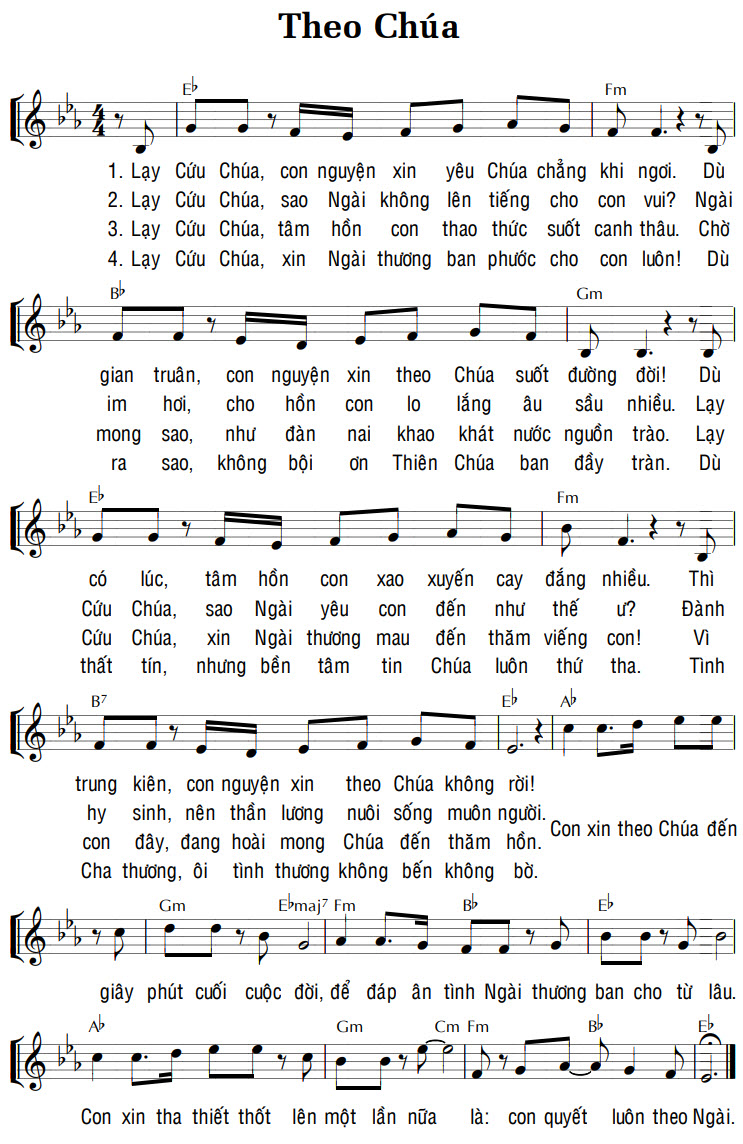 Sheet music: THEO CHÚA