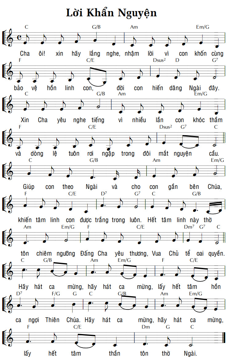 Sheet music: LỜI KHẨN NGUYỆN