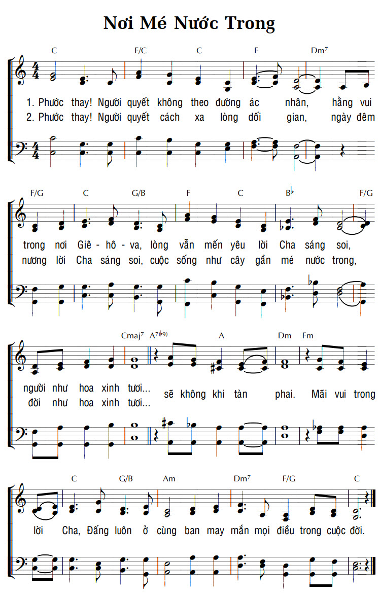 Sheet music: NƠI MÉ NƯỚC TRONG
