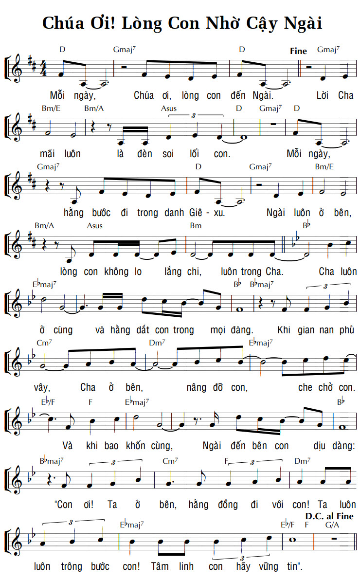 Sheet music: CHÚA ƠI! LÒNG CON NHỜ CẬY NGÀI