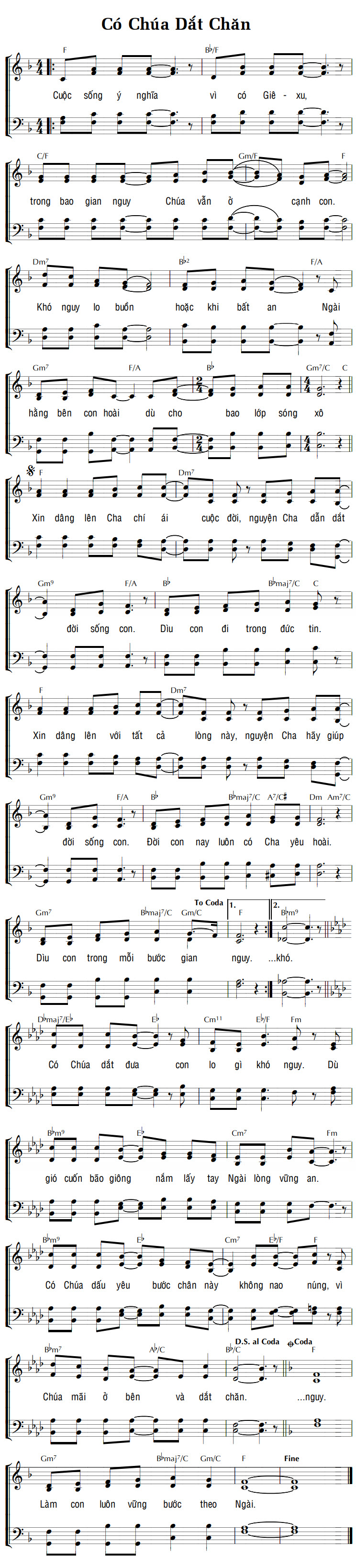 Sheet music: CÓ CHÚA DẮT CHĂN