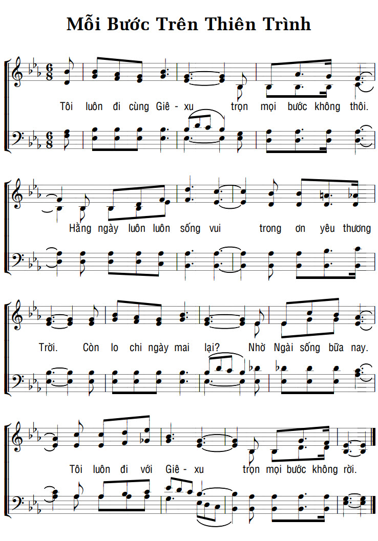 Sheet music: MỖI BƯỚC TRÊN THIÊN TRÌNH