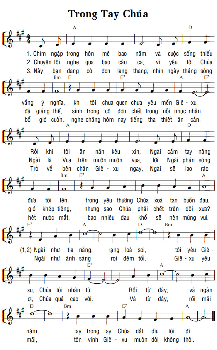 Sheet music: TRONG TAY CHÚA