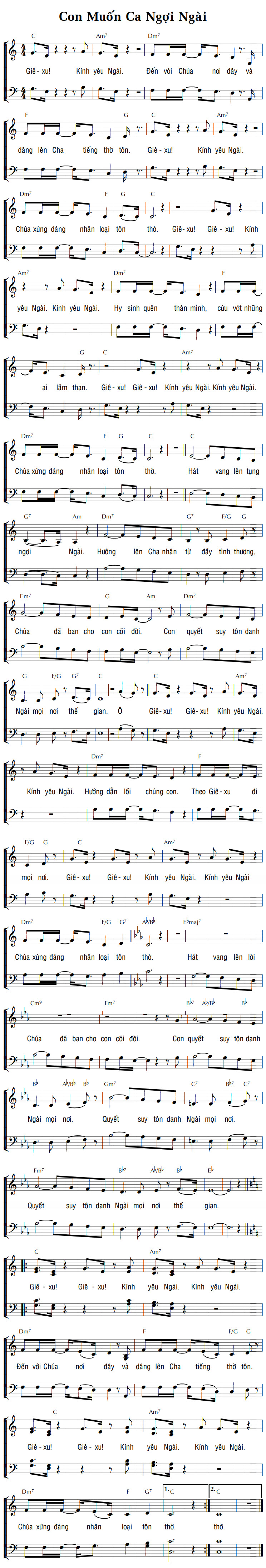Sheet music: CON MUỐN CA NGỢI NGÀI
