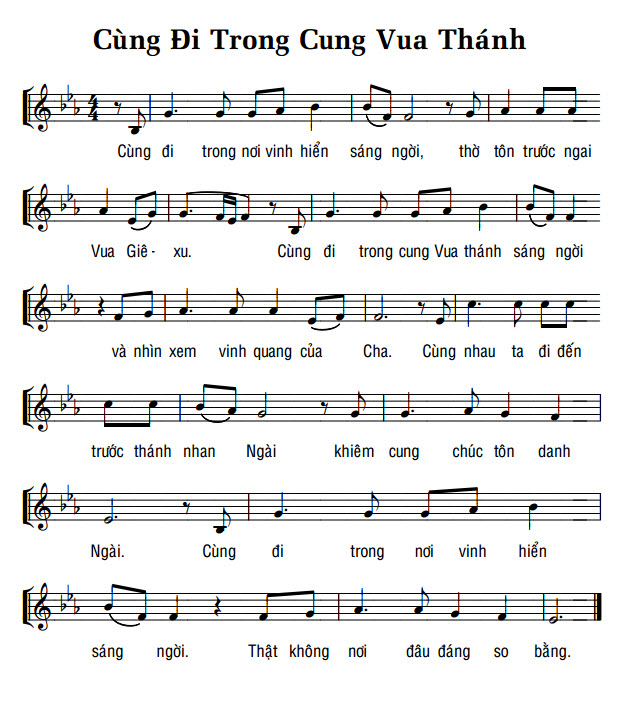 Sheet music: CÙNG ĐI TRONG CUNG VUA THÁNH