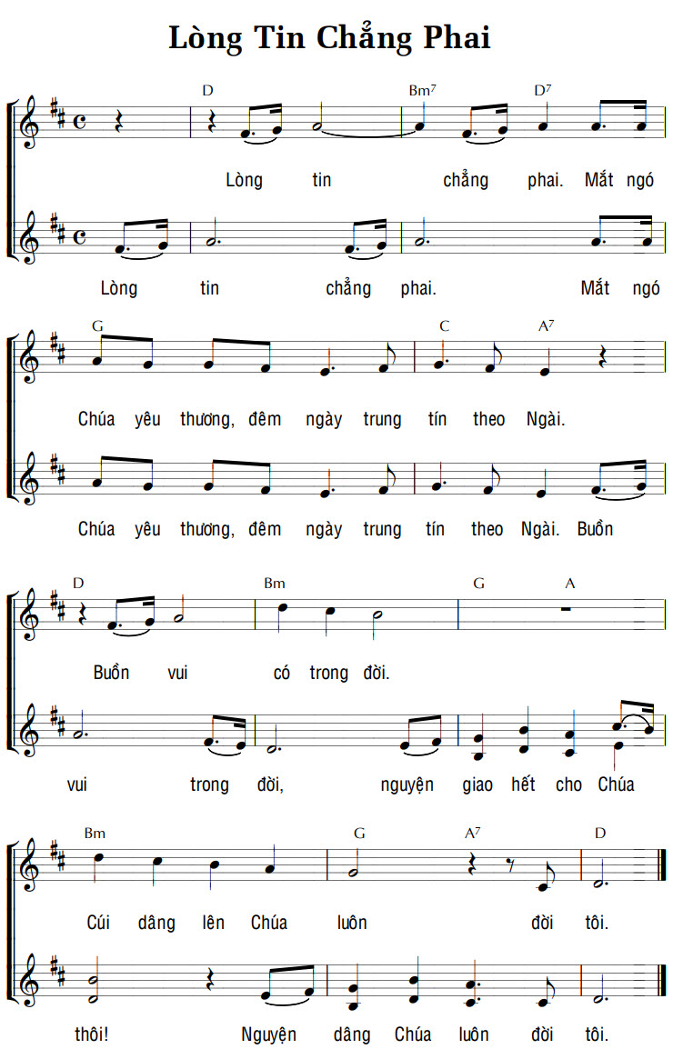 Sheet music: LÒNG TIN CHẲNG PHAI