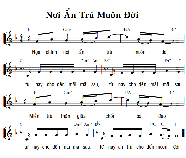 Sheet music: NƠI ẨN TRÚ MUÔN ĐỜI