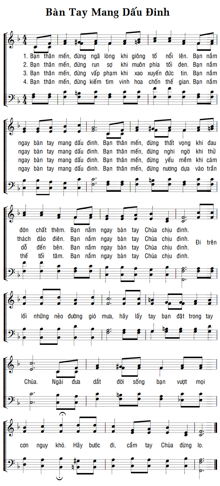 Sheet music: BÀN TAY MANG DẤU ĐINH