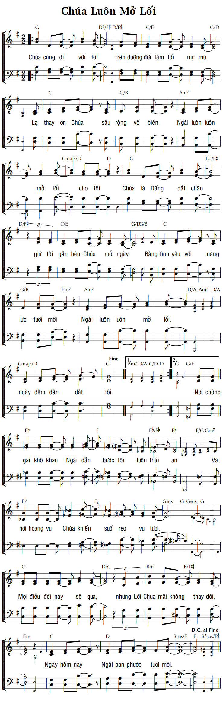Sheet music: CHÚA LUÔN MỞ LỐI
