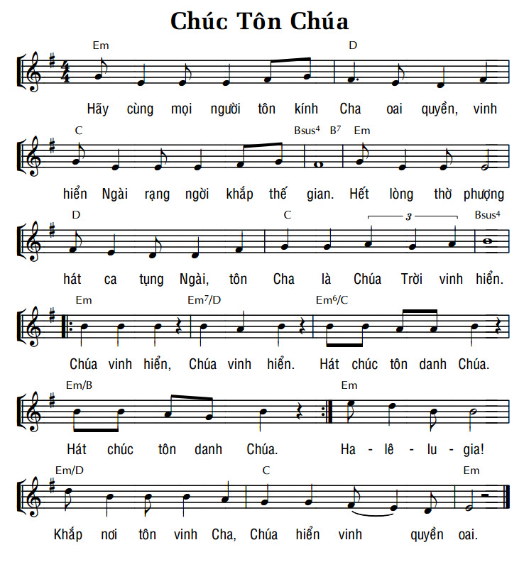 Sheet music: CHÚC TÔN CHÚA