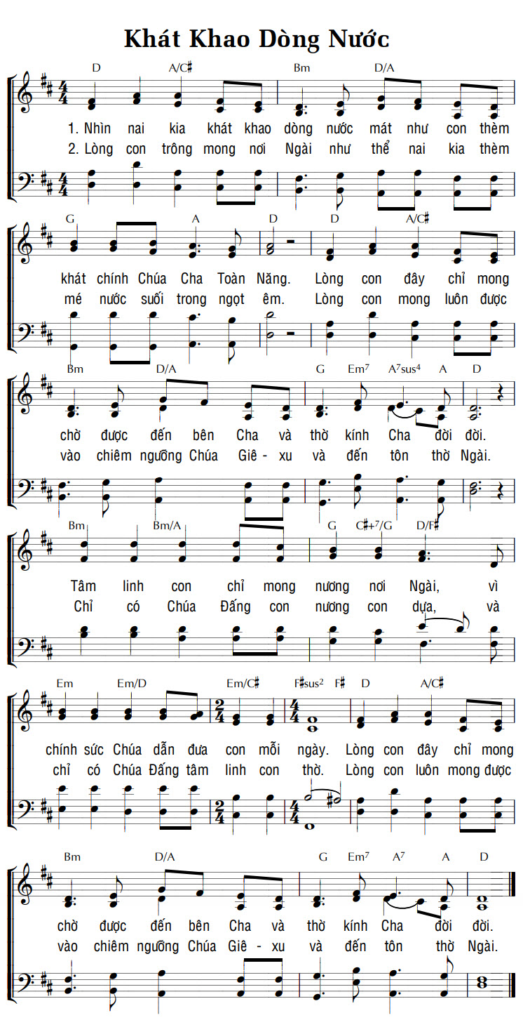 Sheet music: KHÁT KHAO DÒNG NƯỚC