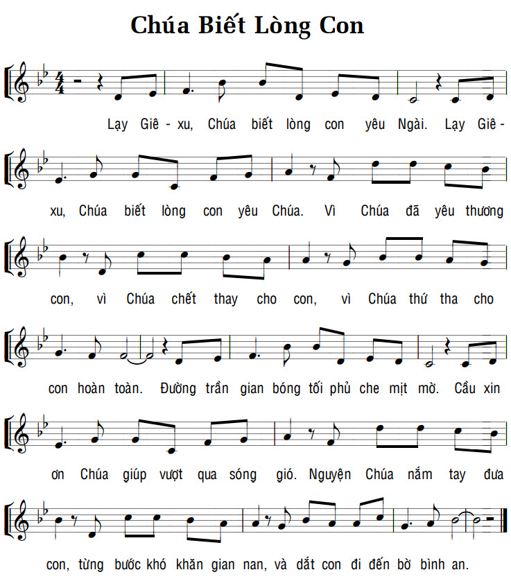 Sheet music: CHÚA BIẾT LÒNG CON