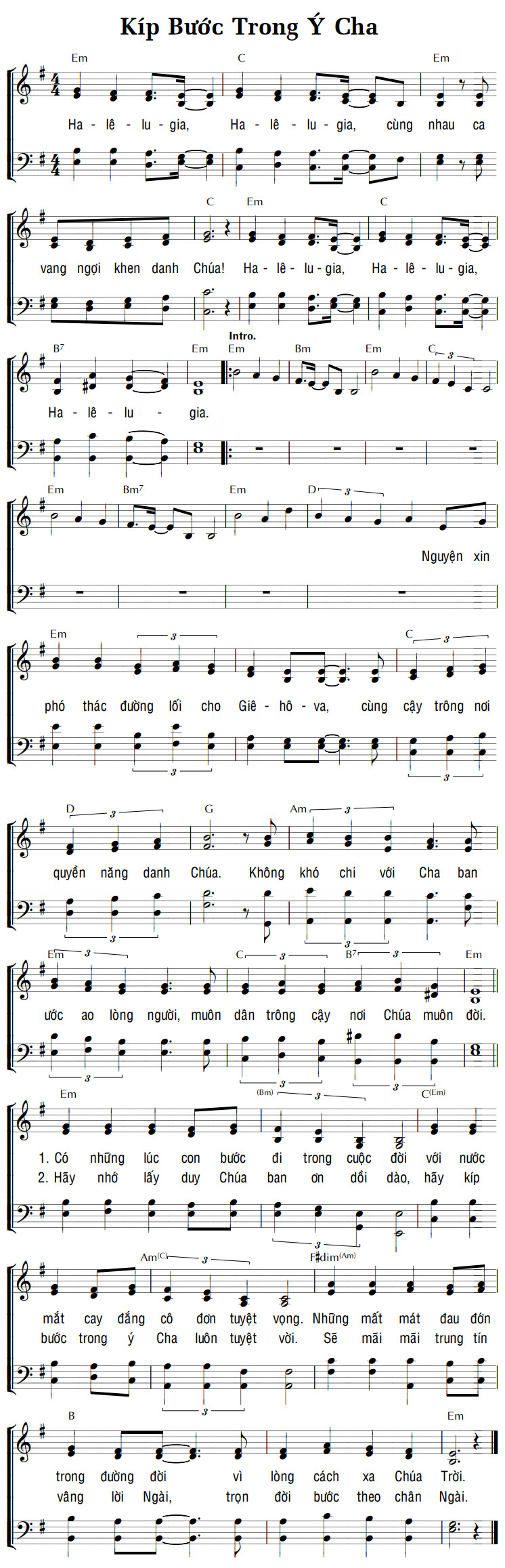 Sheet music: KÍP BƯỚC TRONG Ý CHA