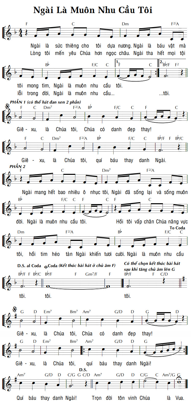 Sheet music: NGÀI LÀ MUÔN NHU CẦU TÔI