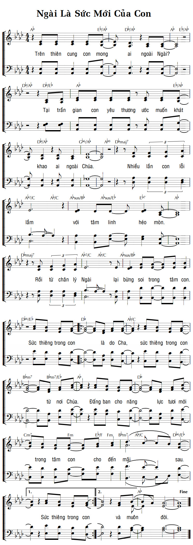 Sheet music: NGÀI LÀ SỨC MỚI CỦA CON