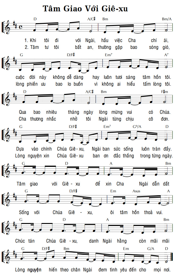 Sheet music: TÂM GIAO VỚI GIÊ-XU