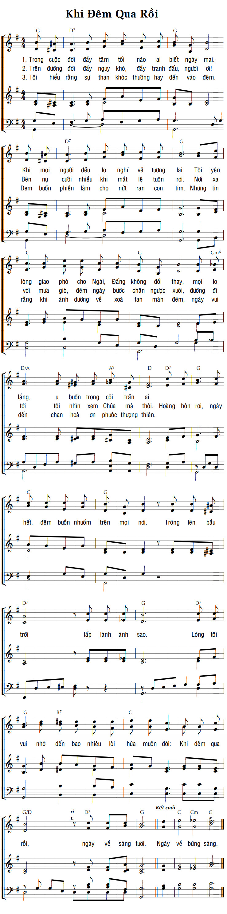 Sheet music: KHI ĐÊM QUA RỒI
