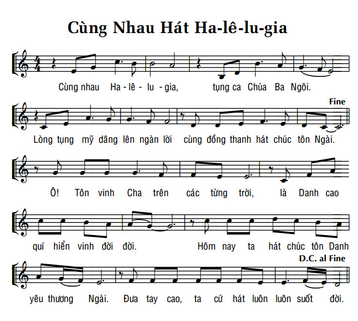 Sheet music: CÙNG NHAU HÁT HA-LÊ-LU-GIA