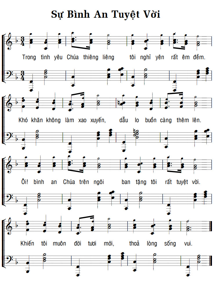 Sheet music: SỰ BÌNH AN TUYỆT VỜI