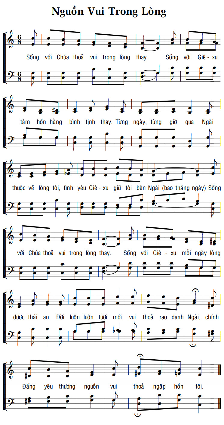 Sheet music: NGUỒN VUI TRONG LÒNG