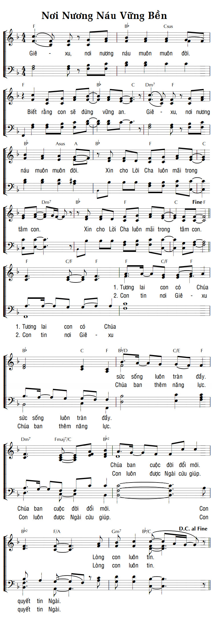 Sheet music: NƠI NƯƠNG NÁU VỮNG BỀN