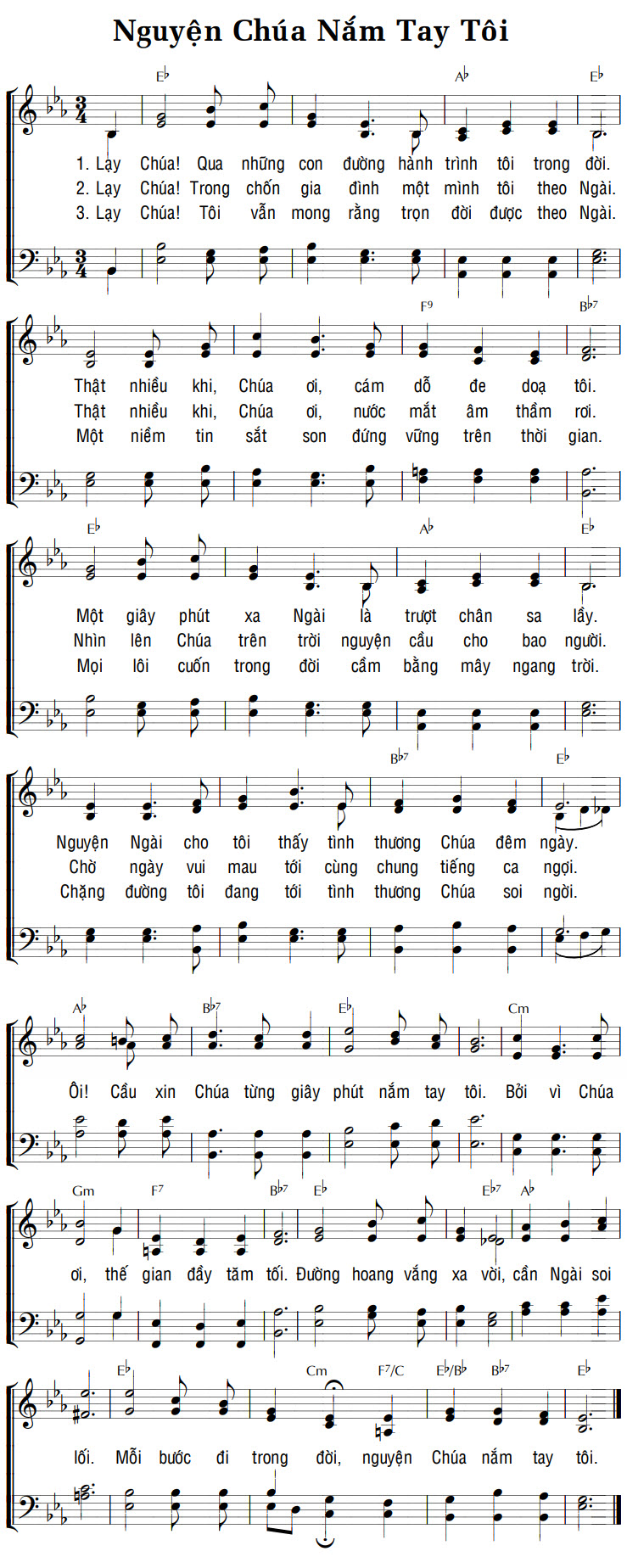 Sheet music: NGUYỆN CHÚA NẮM TAY TÔI