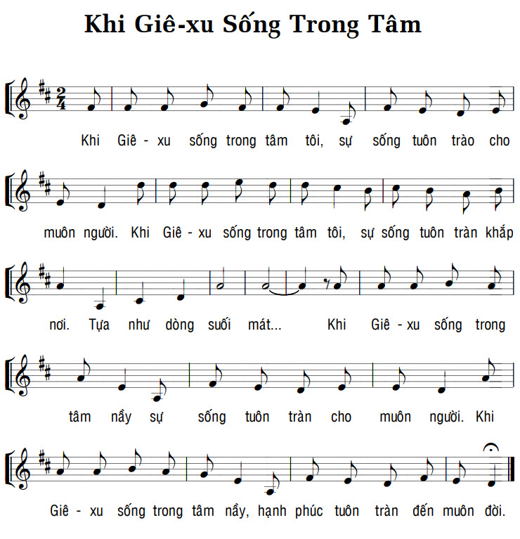 Sheet music: KHI GIÊ-XU SỐNG TRONG TÂM