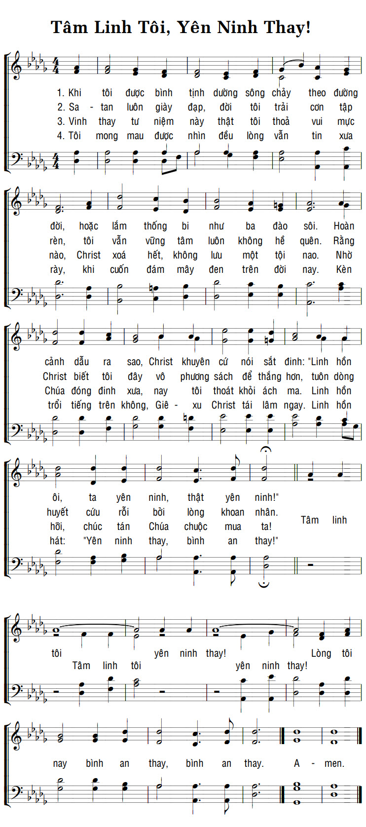 Sheet music: TÂM LINH TÔI, YÊN NINH THAY!