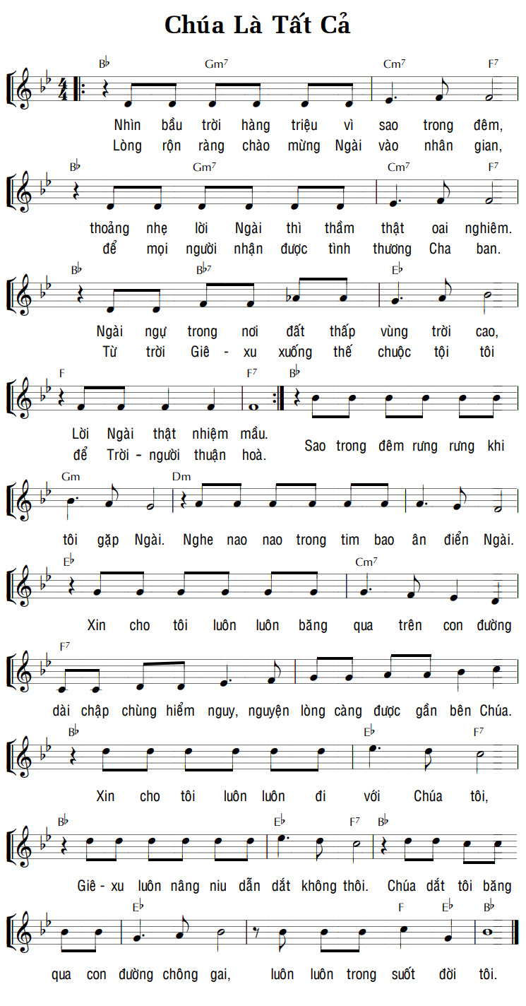 Sheet music: CHÚA LÀ TẤT CẢ