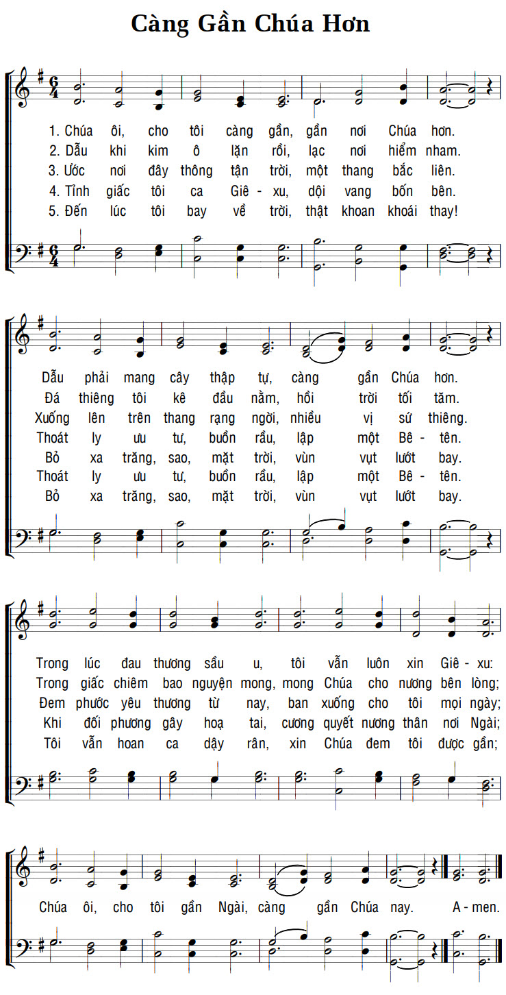 Sheet music: CÀNG GẦN CHÚA HƠN