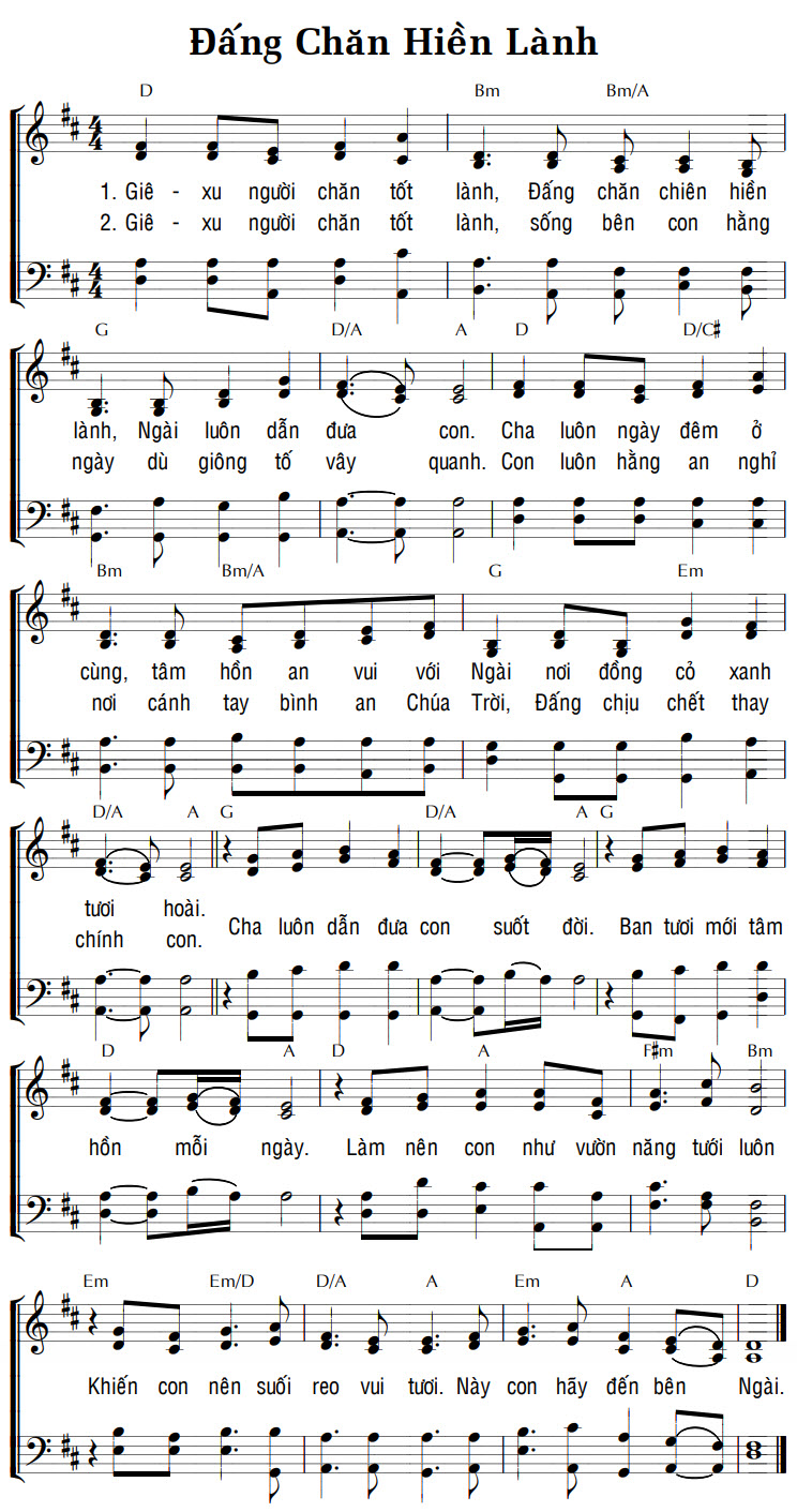 Sheet music: ĐẤNG CHĂN HIỀN LÀNH