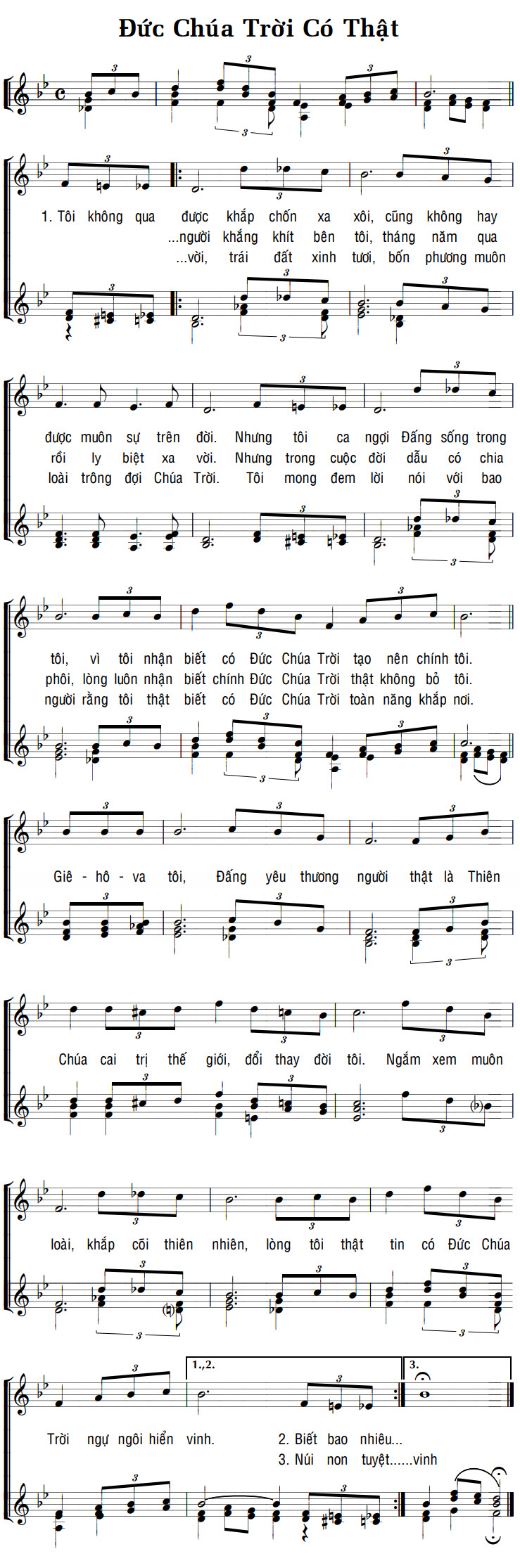 Sheet music: ĐỨC CHÚA TRỜI CÓ THẬT