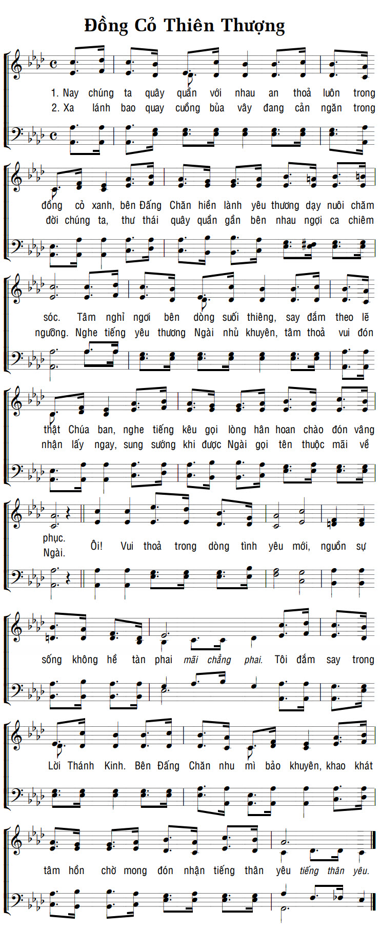 Sheet music: ĐỒNG CỎ THIÊN THƯỢNG