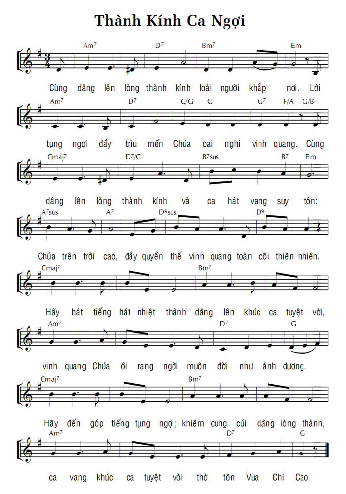 Sheet music: THÀNH KÍNH CA NGỢI