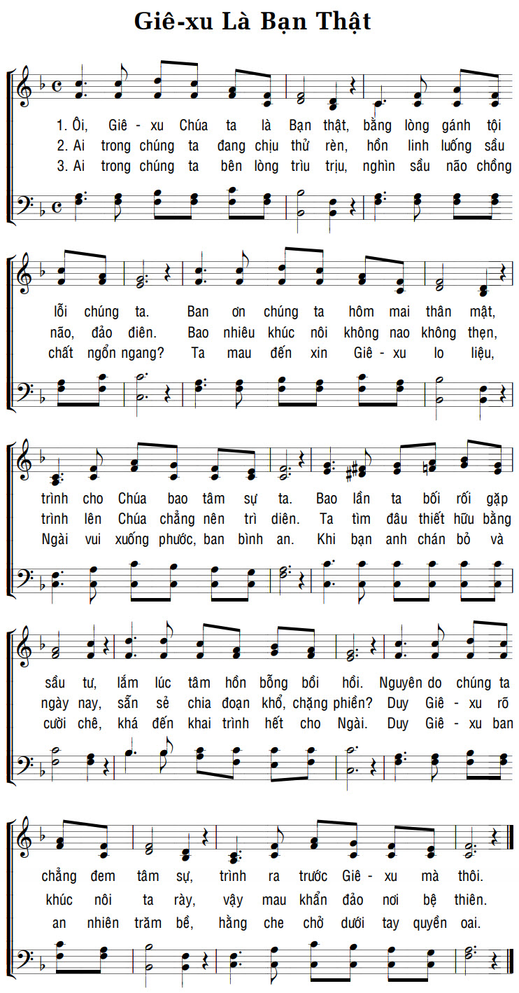 Sheet music: GIÊ-XU LÀ BẠN THẬT