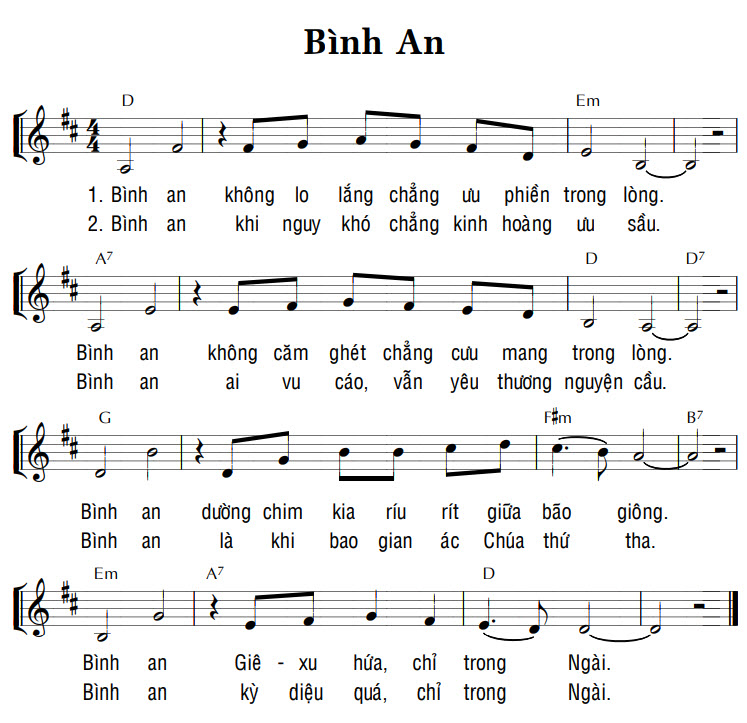 Sheet music: BÌNH AN
