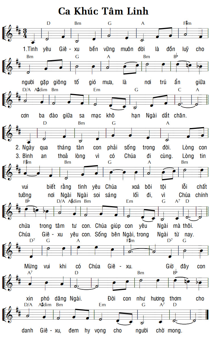 Sheet music: CA KHÚC TÂM LINH