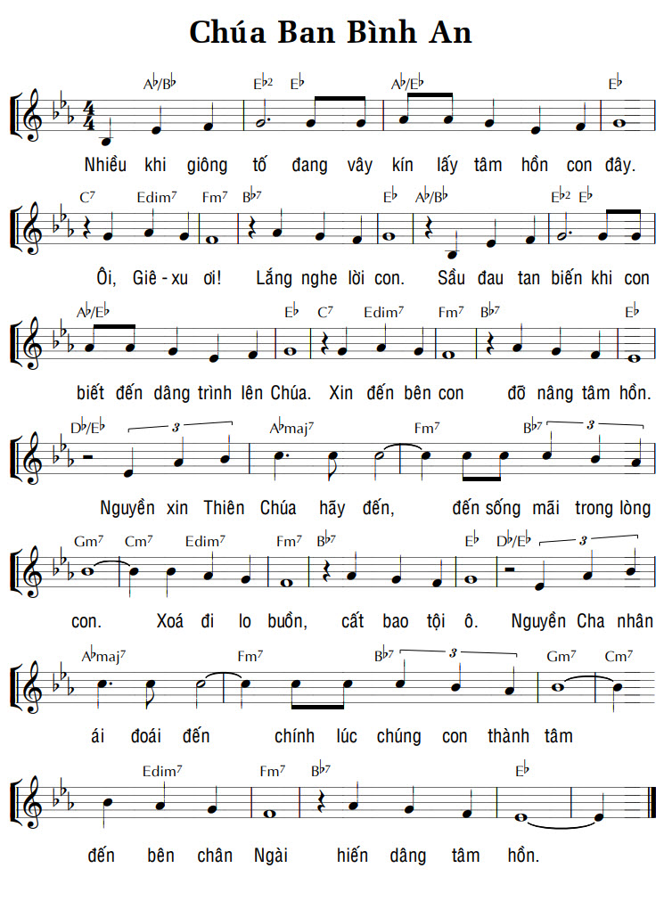 Sheet music: CHÚA BAN BÌNH AN