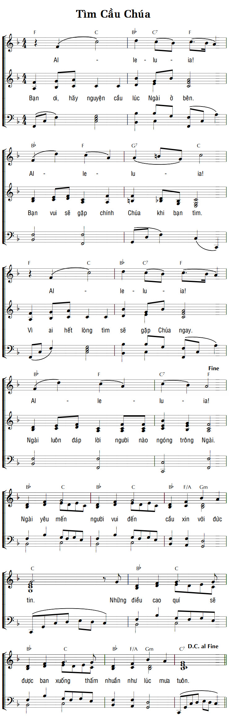 Sheet music: TÌM CẦU CHÚA