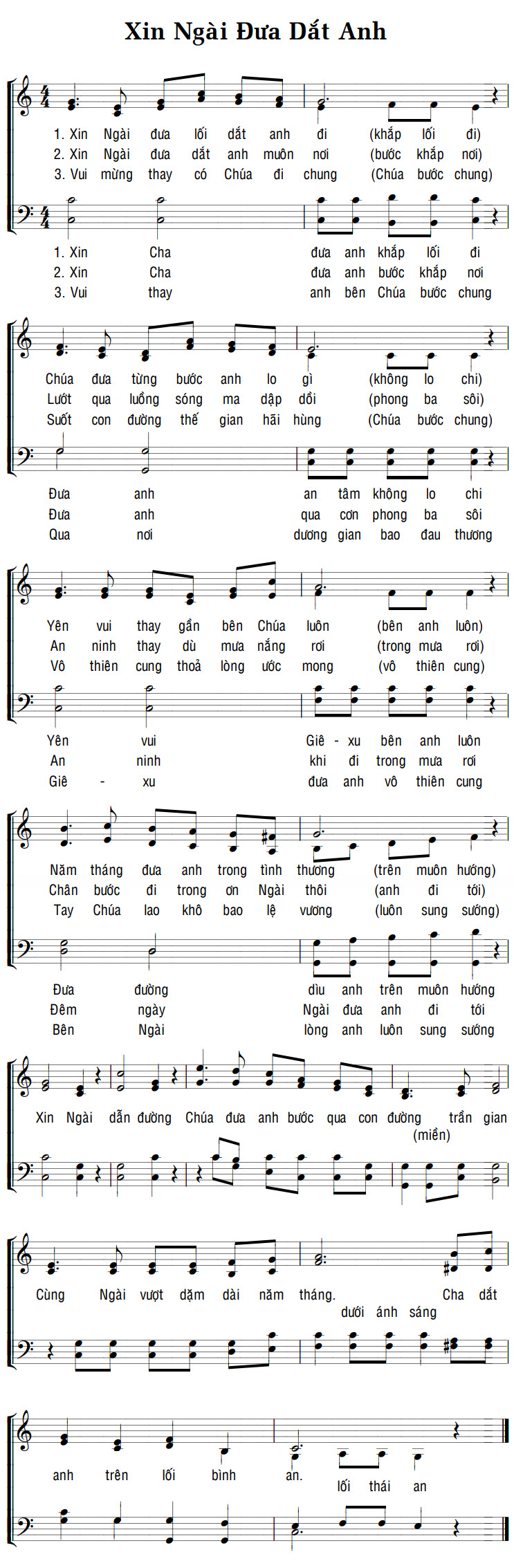 Sheet music: XIN NGÀI ĐƯA DẮT ANH