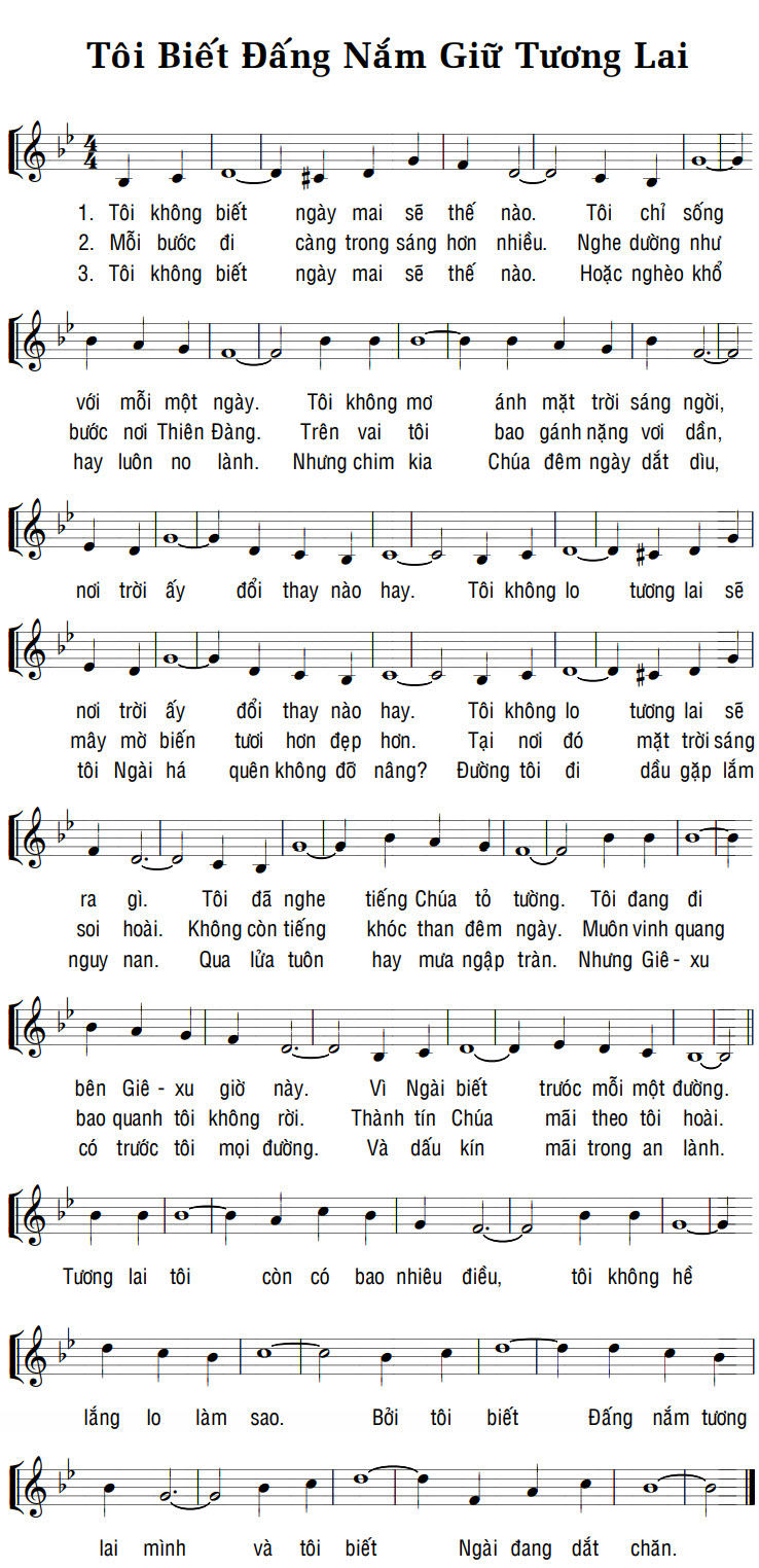 Sheet music: TÔI BIẾT ĐẤNG NẮM GIỮ TƯƠNG LAI