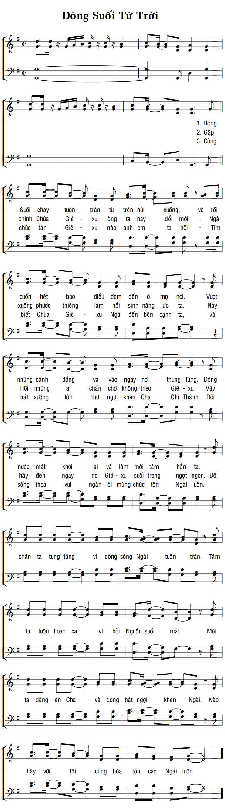 Sheet music: DÒNG SUỐI TỪ TRỜI