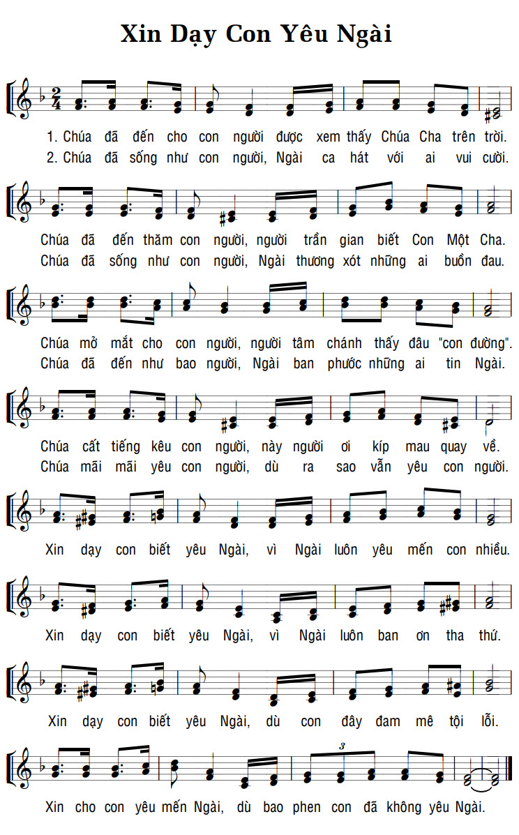Sheet music: XIN DẠY CON YÊU NGÀI